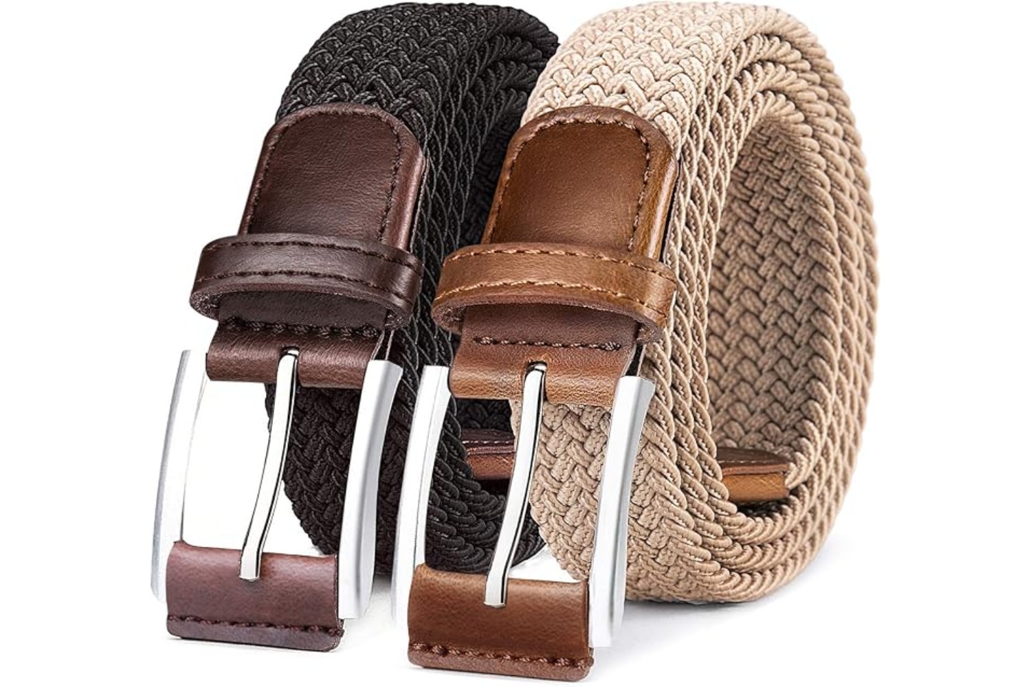 Mens Gift Stretch Braided Web Belt Elastic 