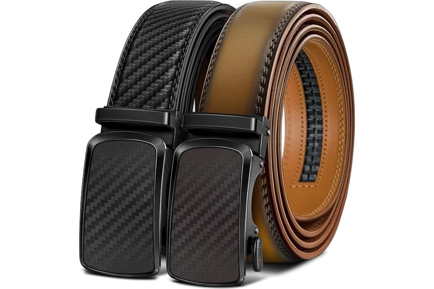 Men's Ratchet Belt 2 Pack-Click Leather Belt 